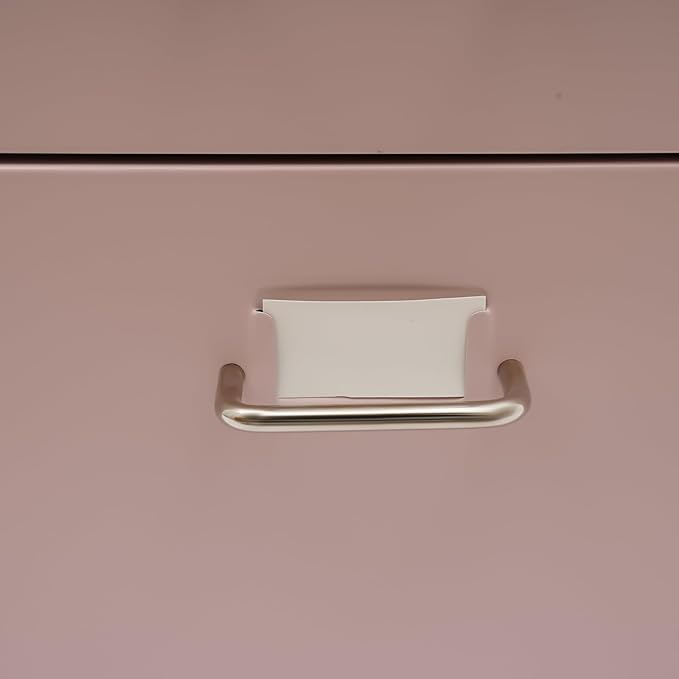 3-Drawer File Cabinet Mobile Under Desk Storage Small Metal Storage Cabinet with Lock for Home Office A4-11 L x 16 W x 18.3 H (Pink)