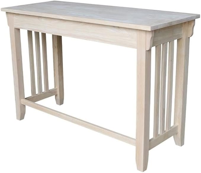 Pemberly Row Mid Century Writing Desk 45 W x 22 D x 30 H Solid Hardwood Butcher Block Surface Single Drawer with Euro Glide Ready to Assemble Home Office Desk