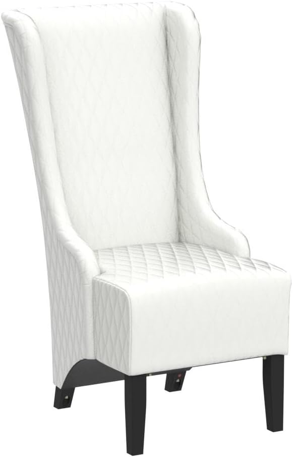 Henf 22 Wide Upholstered Wingback Accent Chair PU Leather Living Room Chair Modern Side Chair Leisure Chair High Backrest Indoor Single Sofa with Solid Wood LegsWhite
