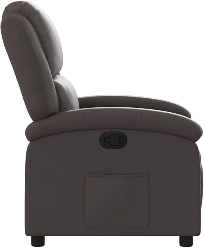 vidaXL Recliner Chair Dark Brown Real Leather Metal Plywood