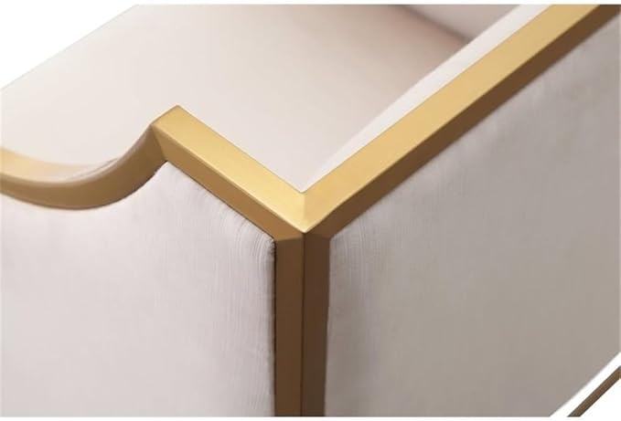 Tov Furniture The Atara Collection Velvet Upholstered Living Room Accent Chair with Stainless Steel Base Cream