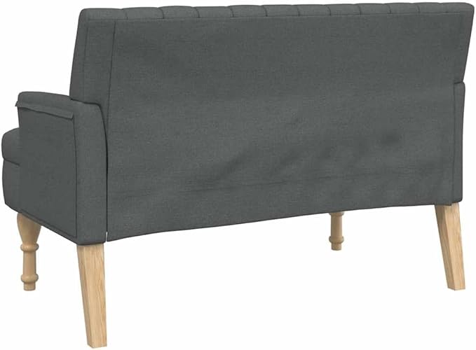 vidaXL 44 W Small Loveseat with Round Pillows Fabric Sofa with Armrests &amp Wooden Feet Modern 2 Seater Couch for Small Spaces Ideal for Living Room &amp Bedroom Dark Gray