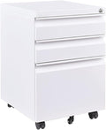 Anwick 3 Drawer Mobile File Cabinet Under Desk Fully Assembled Except Casters fits Letter/Legal/A4 Size for Home Office (White 3-Drawer)