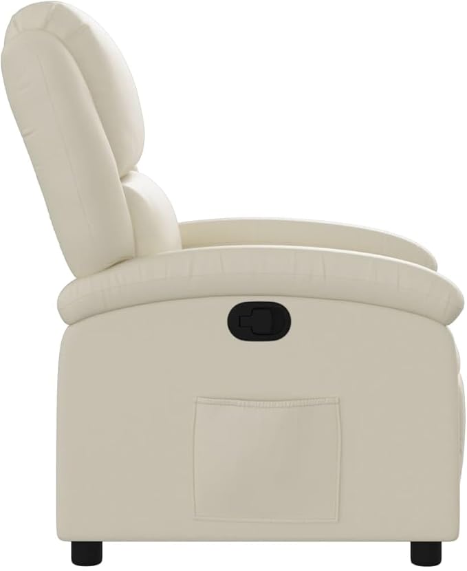 Cream Faux Leather Recliner Chair Manual Reclining Armchair for Living Room Padded Reading Lounge Chair 242.5 lb Capacity 34.1 x 28.0 x 39.2 in