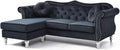 MAKLAINE Transitional Tufted Velvet Sofa Chaise Black Finish 81 in Wide Hardwood Frame Pocket Coil Seat Turned Wood Legs Hand Applied Nailheads Flared Arms Living Room Seating Includes 2