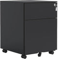 Mobile File Cabinet Steel Mobile File Cabinet with 2 Drawers Lock for Home Office Legal Letter A4 F4 Size 15.35x7.72x21.18 Inch(Black)