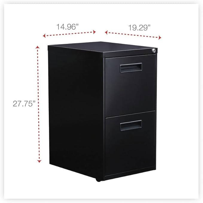 Alera PAFFBL Two-Drawer Metal Pedestal File 14 7/8w X 19-1/8d X 27-3/4h Black