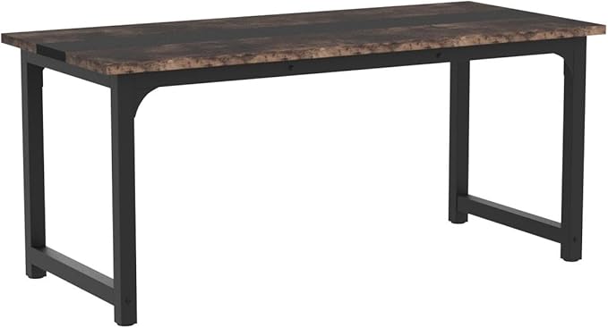 Tribesigns 70.8”Executive Desk Large Office Computer Desk with Thicken Frame Modern Simple Workstation Business Furniture for Home Office Vintage Brown/Black
