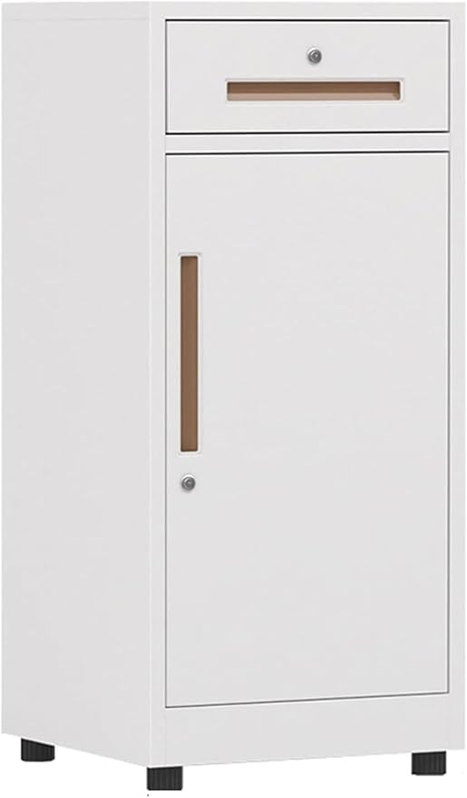 File Cabinet File Cabinet with Lock 1 Drawers and 1 Door Storage Cabinet Locking Filing Cabinet(Color:White)