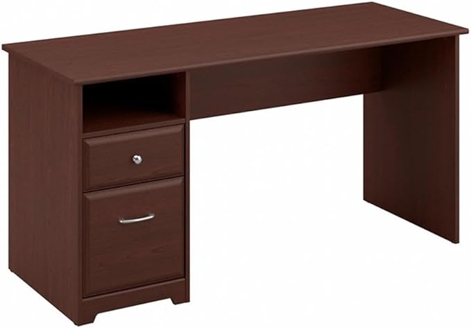 Bush Home Cabot 60W Computer Desk with Drawers in Harvest Cherry Workstation and File Storage Desktop with Organization Solution for Home Office