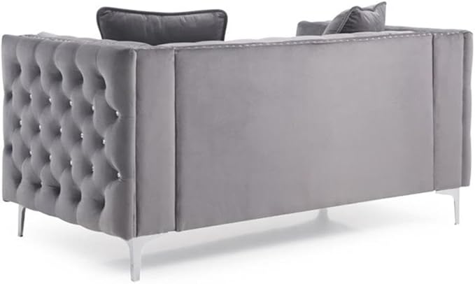 Glory Furniture Paige Velvet Loveseat in Gray