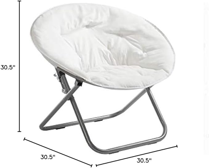 Urban Lifestyle Microsuede Foldable Saucer Chair Adult White