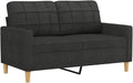 vidaXL Modern 2-Seater Sofa in Black Fabric with Comfortable Padded Seats and Metal Frame for Living Room or Office