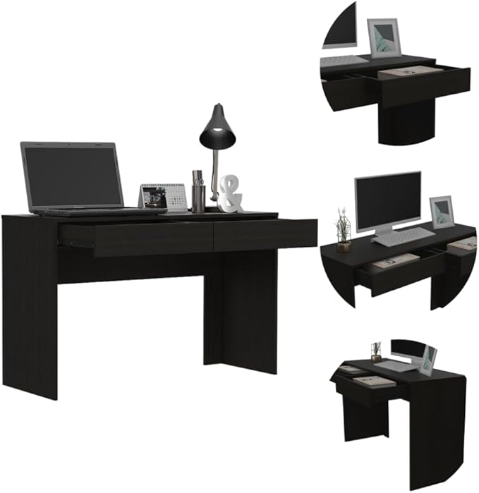 Home Office Desk Writing Computer Desk Two Drawers -Black