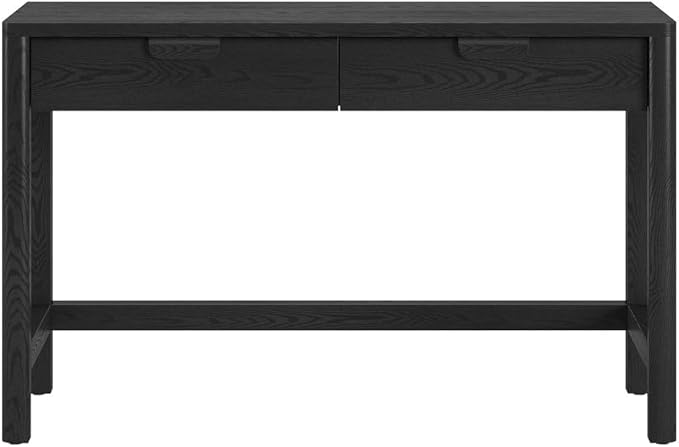 Henn&ampHart 48 Modern Rectangular Wooden Home Office Desk Computer Desk Writing Table with 2 Storage Drawers for Bedroom Living Room or Home Office Natural Black