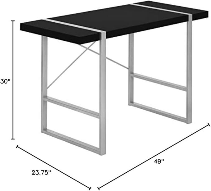 Monarch Specialties I 7664 Computer Desk Home Office Laptop 48 L Work Metal Laminate Black Grey Contemporary Modern