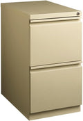Pemberly Row Mobile Pedestal Filing Cabinet 2-Drawer File/File 23 D Beige Steel Full Extension Drawers Hidden Casters Lockable Office Storage ANSI/BIFMA Certified