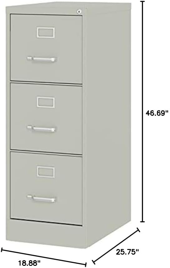 UrbanPro 3 Drawers 40.19 Vertical Light Gray Metal Filing Cabinet Lockable Pre-Assembled Stationary Letter Size for Home Office