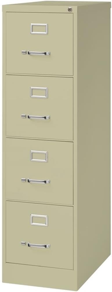 Pemberly Row 4 Drawers 52 Vertical Beige Metal Filing Cabinet Lockable Pre-Assembled Stationary Letter Size for Home Office
