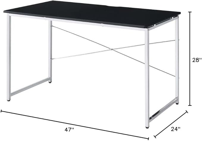 Acme Tennos Writing Desk in Black and Chrome Finish