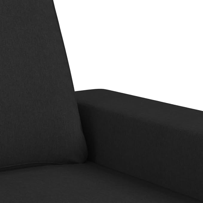 vidaXL Modern Fabric 2-Seater Sofa Comfortable Lounging Couch with Thick Padding Breathable Polyester Upholstery Sturdy Metal Frame for Home Office Living Room - Black