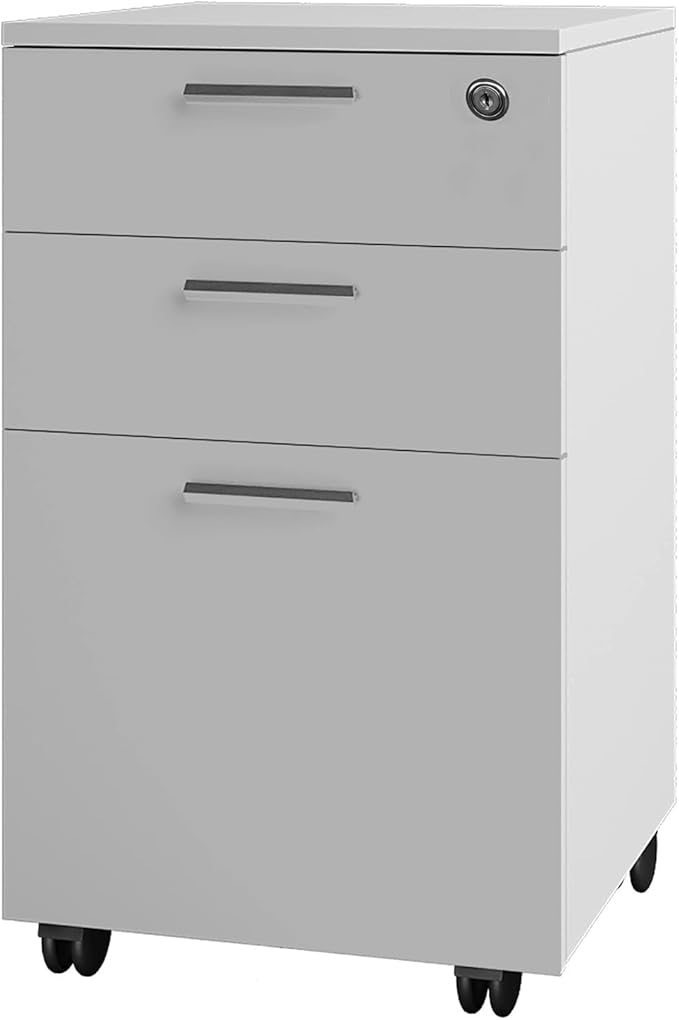 Filing Cabinet Lockable Cabinet Under Desk Drawers Small Filing Cabinet Office Cabinet Large Capacity Spacious Desktop Heightening Design File Cabinet 3 Drawer Rolling Office Bookcase White