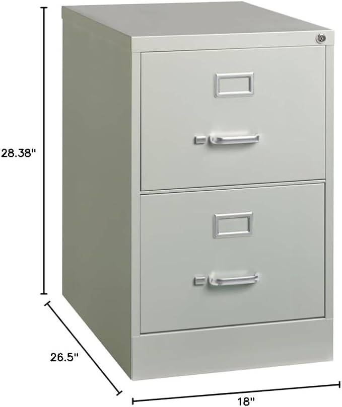 Pemberly Row 2 Drawers 28.38 Vertical Light Gray Metal Filing Cabinet Lockable Pre-Assembled Stationary Legal Size for Home Office