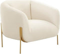 Pemberly Row Modern Cream Velvet Accent Chair Matte Gold Legs Handmade Durable Frame Contemporary Living Room or Bedroom Seating Inspire Me! Home Decor Collection 7.1 in Leg Height