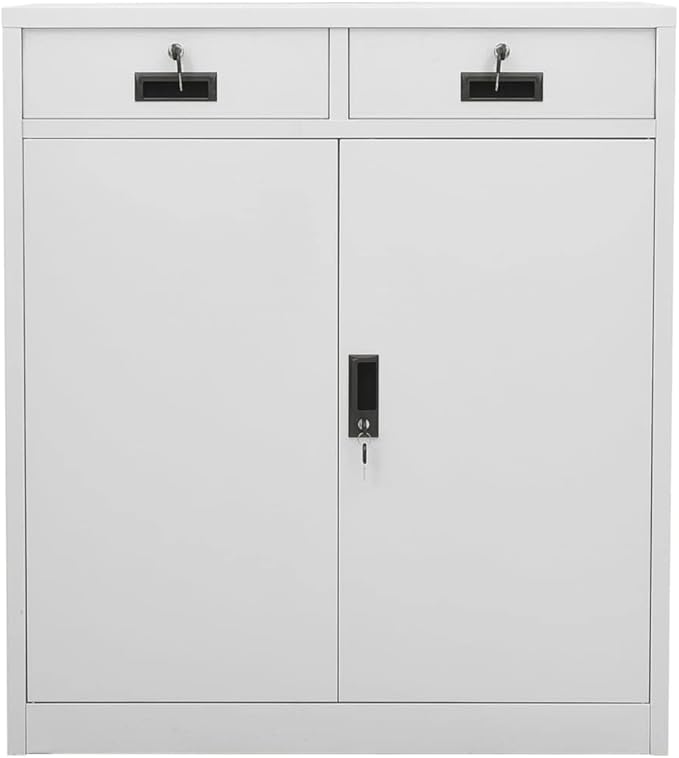 Office CabinetStorage Cabinet Steel Office Storage File Cabinet Storage Cabinet for Home Office Garage for Bedroom Living Room Light Gray 35.4x15.7x40.2 Steel