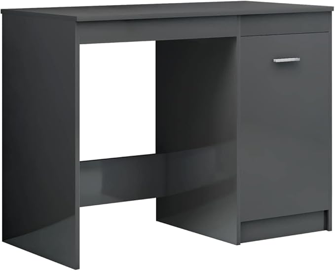 Office DeskIndustrial Gaming TableSmall Standing Deskfor Small SpaceHome Office TableSimple StyleDesk High Gloss Gray 39.4x19.7x29.9 Chipboard
