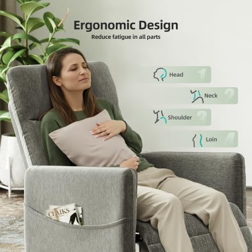 Power Recliner Chairs for Adults Small Recliners for Small Spaces w/Remote &amp Side Pockets USB Port Adjustable Recliner Chair Electric for Living Room &amp Bedroom Home Theater Rv (Grey - Vel