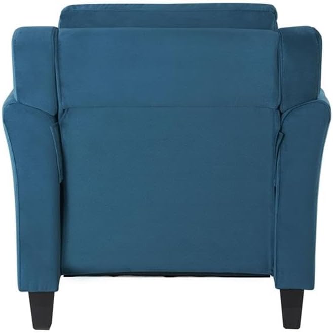 Pemberly Row Contemporary Arm Chair Blue Fabric Upholstery Tufted Back Cushions Solid Hardwood Frame High Density Foam 19 in Seat Height Elegant Living Room or Accent Seating
