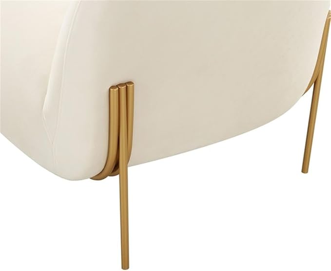 Pemberly Row Modern Cream Velvet Accent Chair Matte Gold Legs Handmade Durable Frame Contemporary Living Room or Bedroom Seating Inspire Me! Home Decor Collection 7.1 in Leg Height