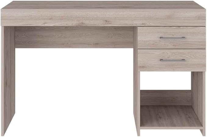 Home Office Desk Two Drawer Computer Desk One Lower Shelf -Light Gray