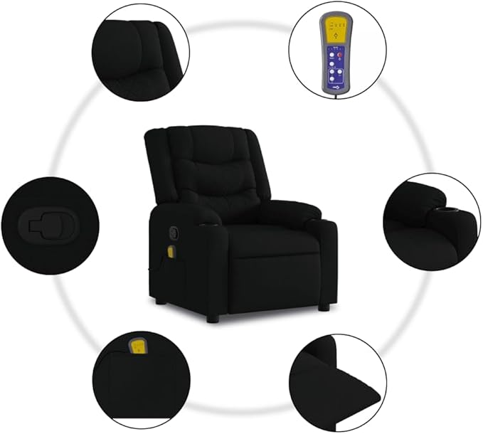 Massage Recliner Chair Manual Recliner Chair with Massage Single Sofa Home Theater Seating Comfy Living Room Single Sofa Chair Black Fabric-31