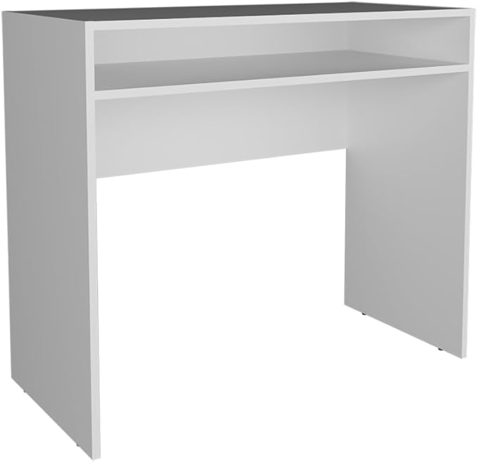 Computer Desk with Storage Shelf Minimalist White Design Perfect for Home Office