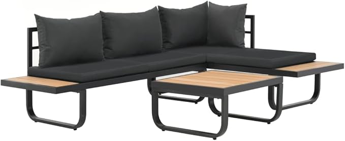 2-Piece Modular Sofa Set Anthracite Aluminum Medium Outdoor Indoor Furniture with Weatherproof Cushions and Powder-Coated Finish for Patio Living Room