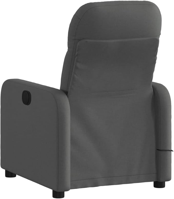 vidaXL Dark Gray Fabric Massage Recliner Chair - Manual Reclining Armchair for Elderly with Vibration Function Side Pocket and Comfy Cushioning for Living Room Comfort