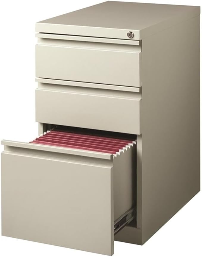 Home Square 2 Piece Mobile Pedestal Filing Cabinet Set with 3 Drawer in Gray