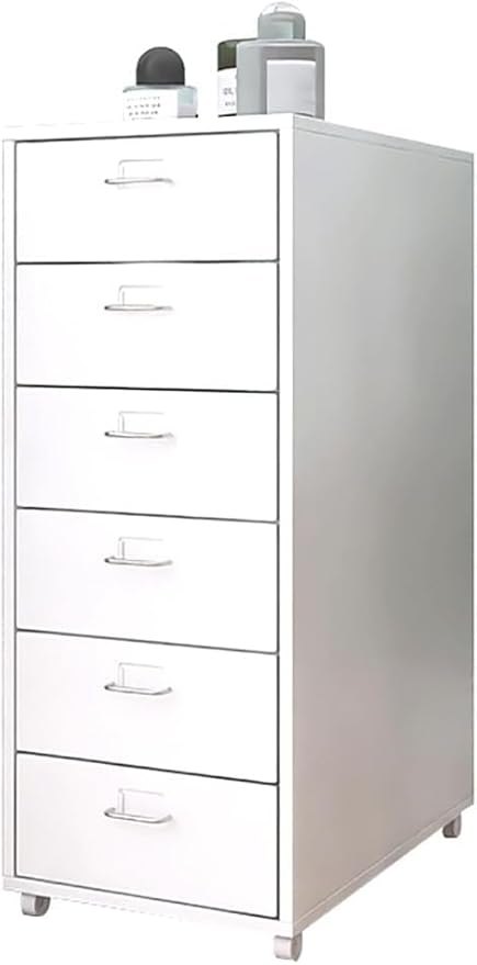 ELEFOCUS 6 Drawer Storage Cabinet for Living Room | Multi-Layer Storage Cabinet with Pulleys | Iron File Cabinet for Office (Color:White)