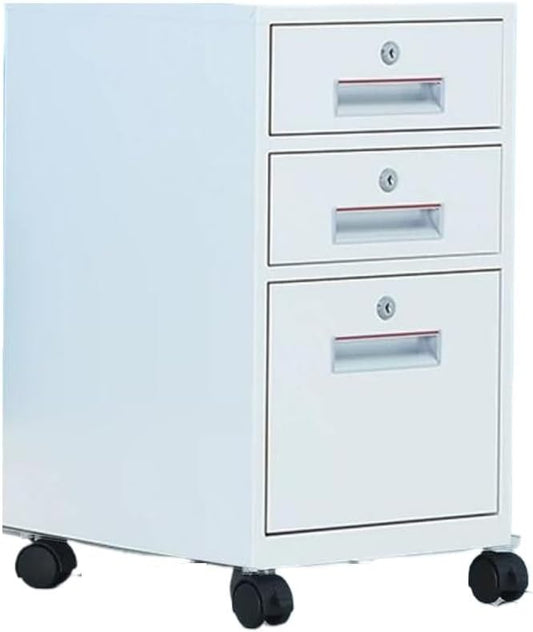 Office Tin File Cabinet Short Cabinet Under The Desk Three Drawer Movable Cabinet with Lock Storage Storage Cabinet (Color : D)
