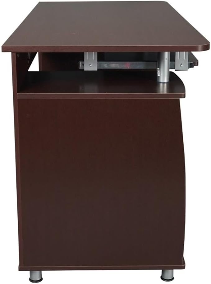 Pemberly Row 48 Wide Home Office Computer Desk in Gray with CPU Storage Cabinet and Hanging File Cabinet Brown
