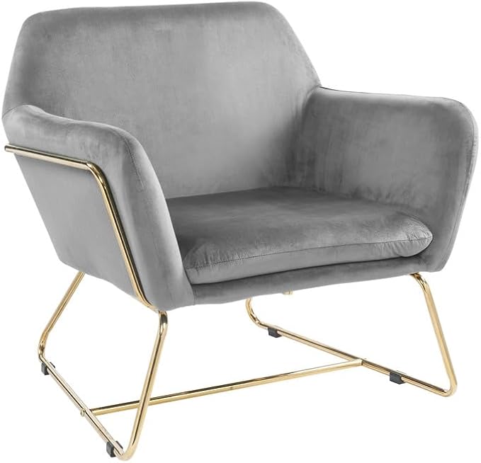 Gray Accent Chair with Metal Base 29.5 for Modern Living Room Decor