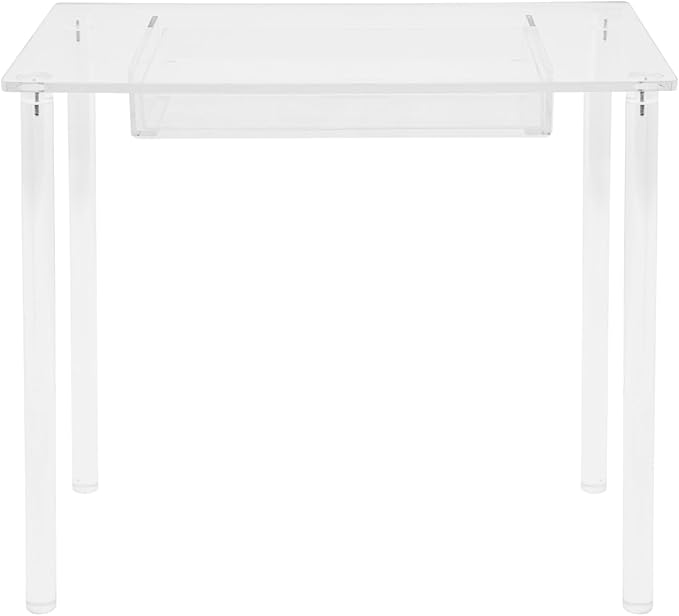 Acrylic Makeup DeskClear Computer DeskFree Standing Makeup Table with Drawer31.50 * 29.53 * 15.75 inch Modern Study Writing Table for Home Office