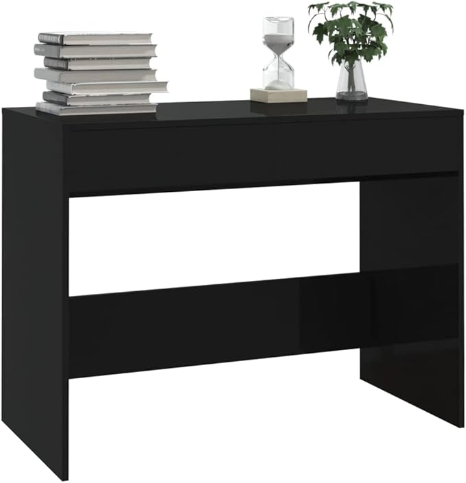 Modern Writing Computer Desk Home Office Desk Writing Study Table PC Desk Workstation for Bedroom Black 39.8x19.7x30.1 Engineered Wood(L)