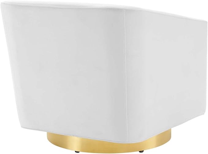 Modway Twist Performance Velvet Accent Lounge Swivel Chair in White
