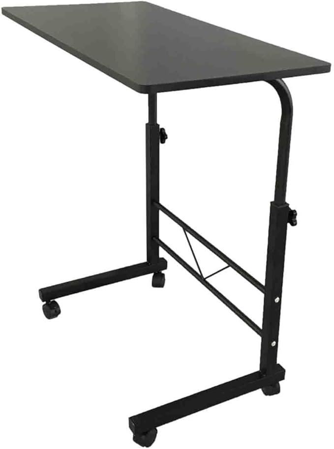 Standing Desk Adjustable Height Mobile Stand Up Desk with Wheels Rolling Desk Removable Laptop Workstation Home Office Desks Chipboard &amp Steel Side Table 31.50 x 18.11 Black
