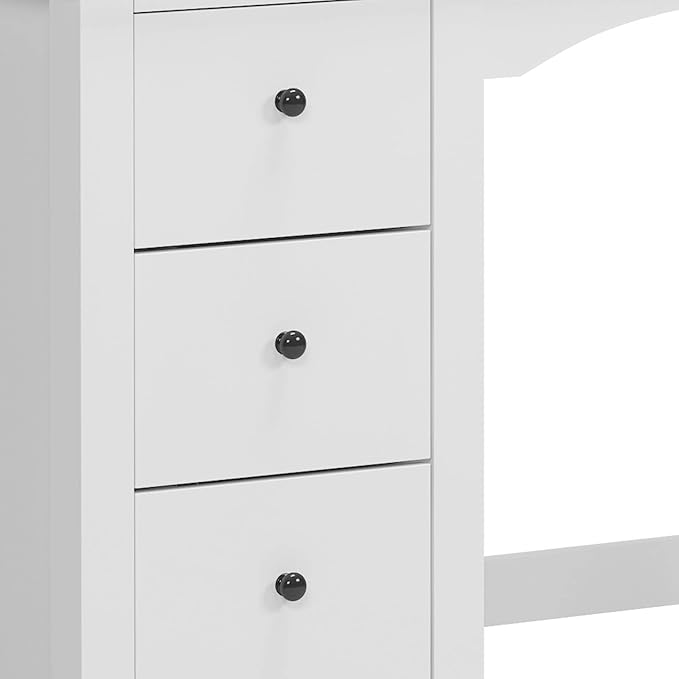 soges 38.6 inches Sofa Side Table Small Writing Desk Console Table Makeup Desk Home Office Desk Study Table with 3 Drawers White CYS-ST005