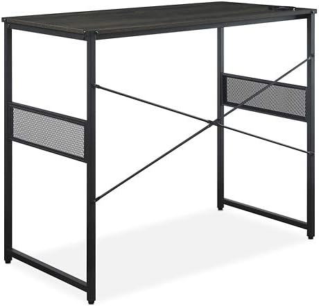 NBF Axle Standing Height Table Desk - Durable Laminate Small Computer Desk - Office Desk for Small Spaces - Work desk with Charging Station - Simple Desk for Office- 48 W x 24 D (Black Oak Red)