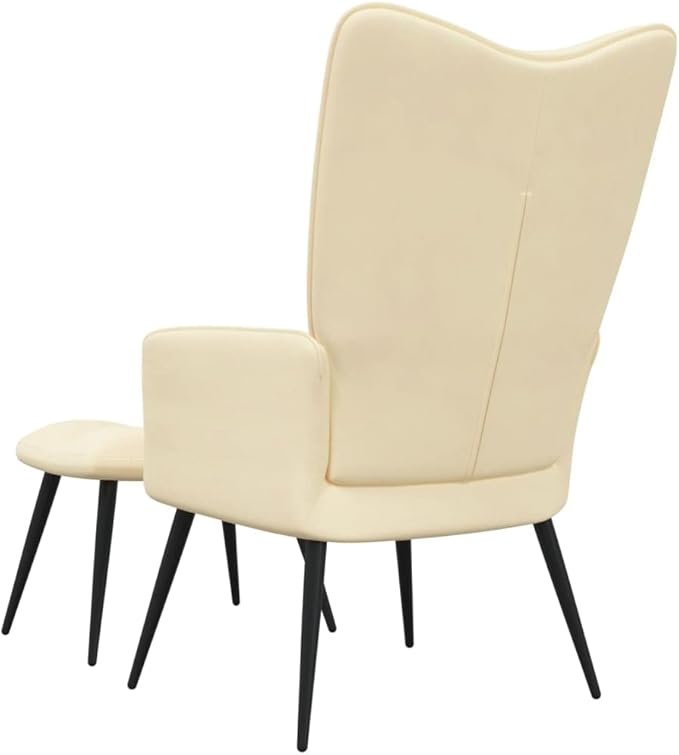 Floor Chair Arm Chair Living Room ChairsSleeper Sofa Relaxing Chair with a Stool Cream White Velvetfor Apartment Living and Home Office